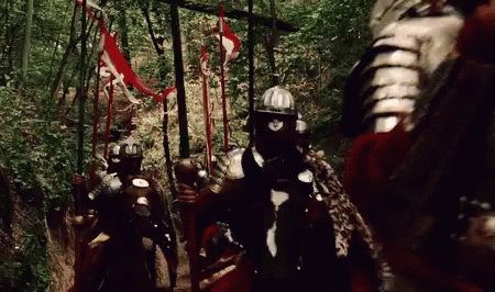 Soldiers Marching Through Forest GIF
