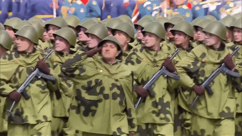 Soldiers Marching with Guns