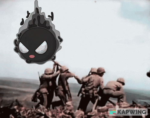 Soldiers On Hill With Cartoon Character Kapwing GIF