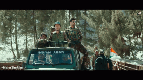 Soldiers Riding Indian Army Truck GIF