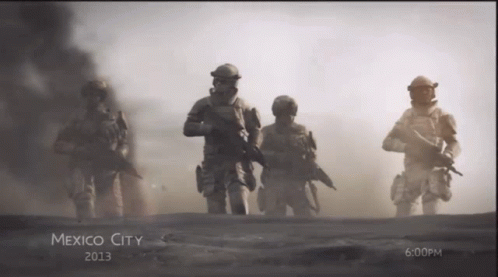 Soldiers Walking in Mexico City 2013