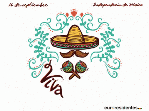 Sombrero Mustache Maracas Viva Mexico GIF