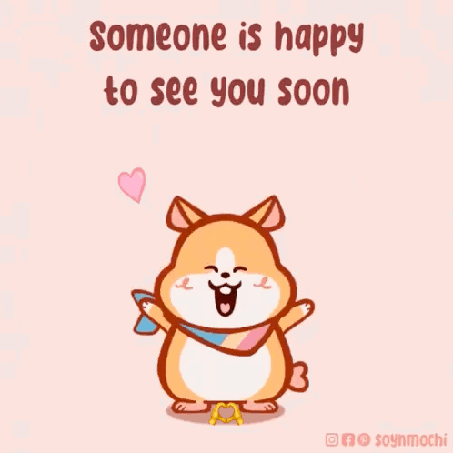 Someone Is Happy To See You Soon With A Cartoon Dog Wearing A Scarf And Hearts . GIF