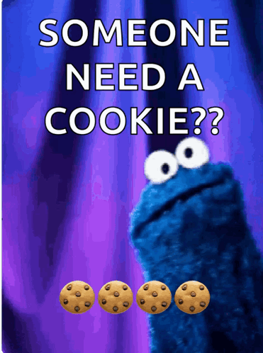 Someone Need A Cookie Written On A Purple Background GIF