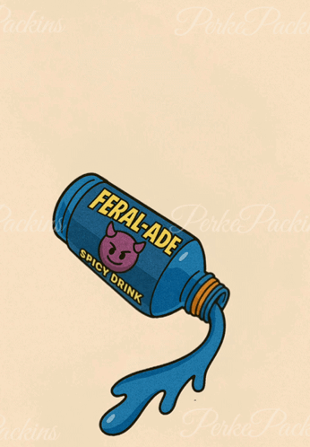 Someone 'S Been Sipping The Feral Ade Spicy Drink From A Blue Bottle GIF