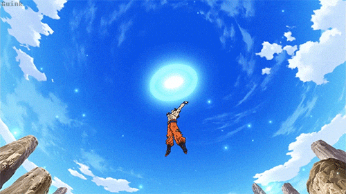 Son Goku Floating With Power Over 9000 GIF