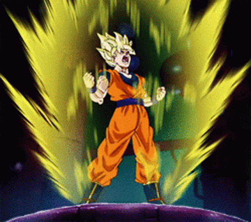 Son Goku Shouts And Release Power Over 9000 GIF
