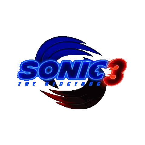 Sonic 3 Logo With Blue and Red Wings
