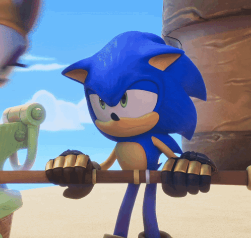 Sonic Standing on Wooden Pole