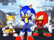 Sonic Tails And Knuckles Pose For Picture GIF