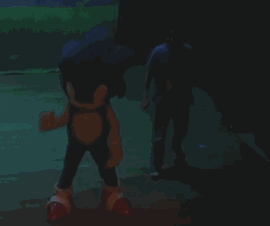 Sonic The Blue Hedgehog Big Mascot Dancing In Stage GIF