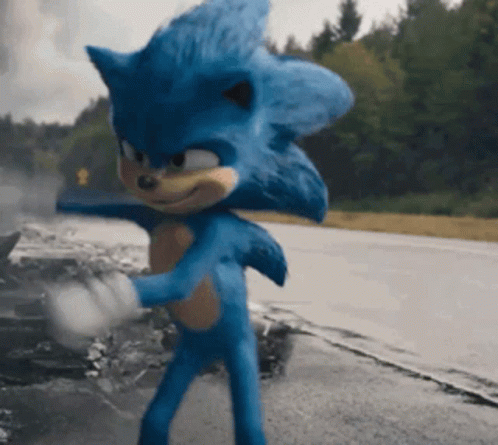 Sonic The Hedgehog From The Movie Sonic The Hedgehog Is Dancing In The Rain GIF
