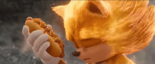 Sonic The Hedgehog Holding Hot Dog With Ketchup And Mustard GIF