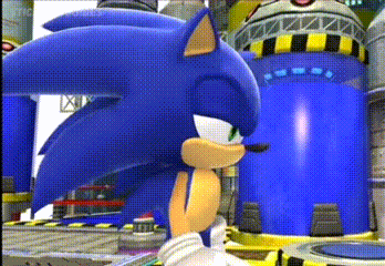 Sonic the Hedgehog in Front of Blue Building