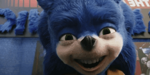 Sonic the Hedgehog in Front of Sign