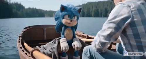 Sonic The Hedgehog Is In A Boat With A Man GIF