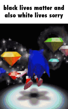 Sonic The Hedgehog Is Jumping In The Air With Diamonds In The Background GIF