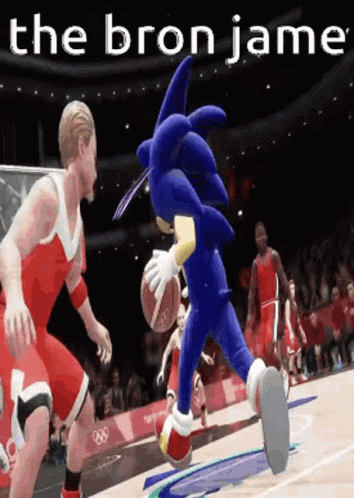 Sonic The Hedgehog Is Playing Basketball With A Basketball Player GIF