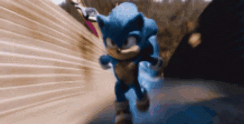 Sonic The Hedgehog Is Running Through A Tunnel With A Blurred Background GIF