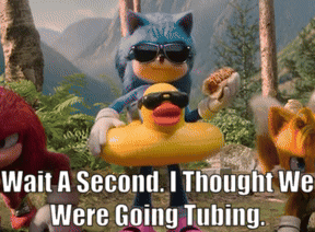 Sonic The Hedgehog Is Wearing Sunglasses And Holding A Rubber Duck In His Hand GIF