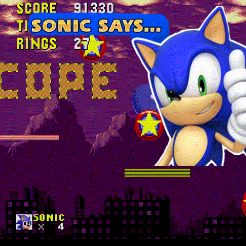 Sonic the Hedgehog Thumbs Up Score 91330