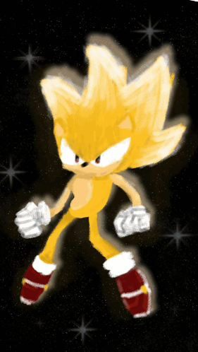 Sonic the Hedgehog with Yellow Hair and Red Boots