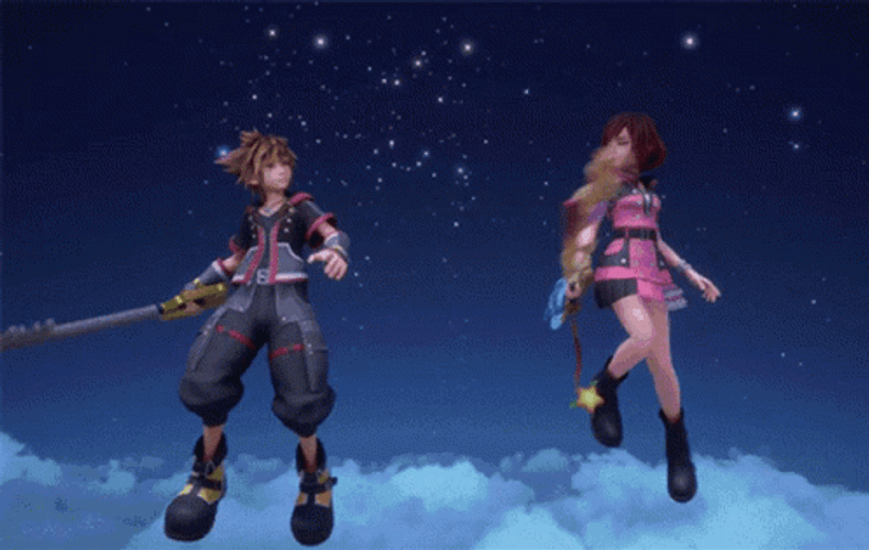 Sora And Kairi Joining Swords GIF