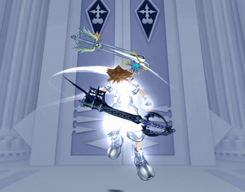 Sora From Kingdom Hearts Holding Key GIF