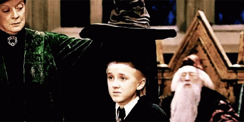 Sorting Hat Choosing Slytherin For Draco GIF