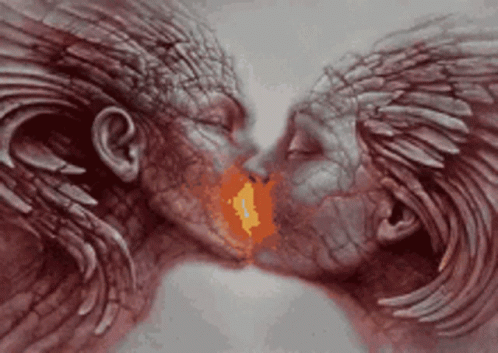 Soulmate Astral Lovers Fire Kiss GIF