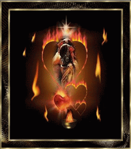 Soulmate Hearts On Fire Couple GIF