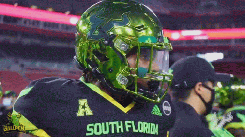 South Florida Football Player Wearing Helmet