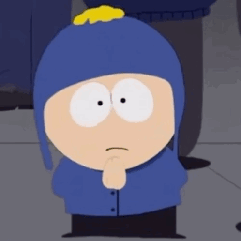 South Park Blue Hat Jacket Hand on Chin