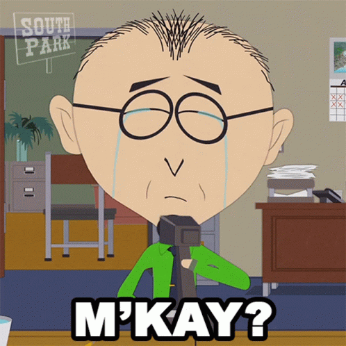 South Park Character Crying Says M Kay GIF