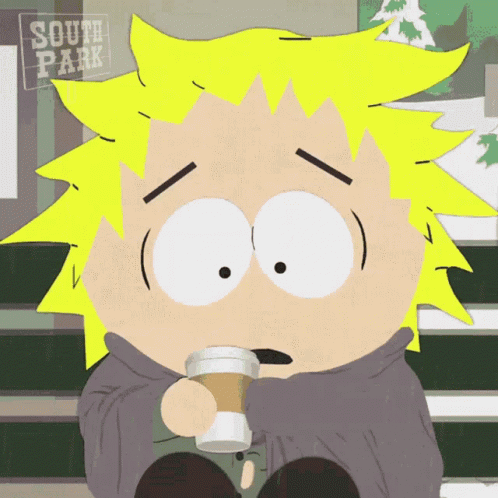 South Park Character Drinking Coffee