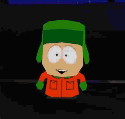 South Park Character Green Hat Orange Jacket Standing GIF
