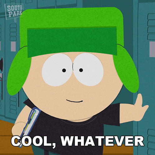 South Park Character Holding Book Saying Cool Whatever GIF