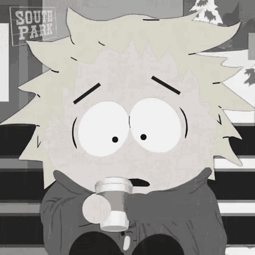 South Park Character Holding Coffee
