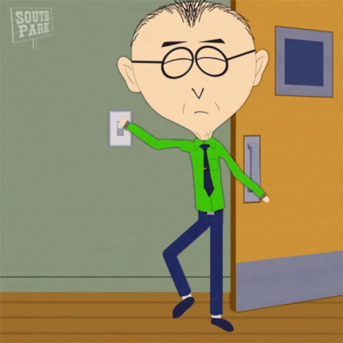 South Park Character In Front Of Yellow Door GIF