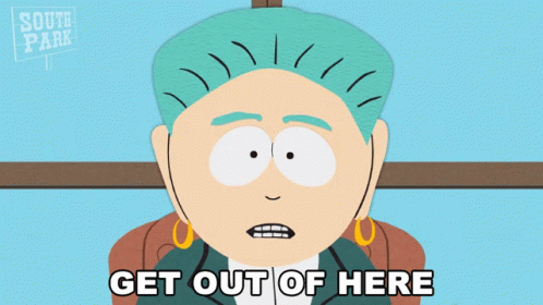 South Park Character Saying Get Out GIF