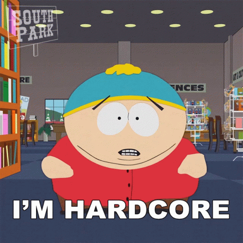 South Park Character Saying I'm Hardcore In Library GIF