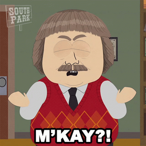 South Park Character Saying M'kay GIF