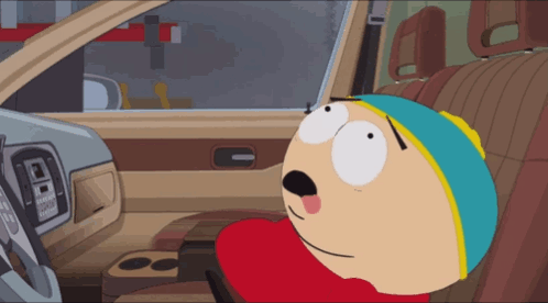 South Park Character Sitting in Car