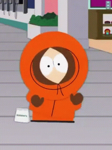 South Park Character Standing by Williams Sign