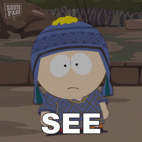South Park Character Standing in Front of Sign