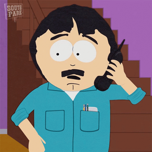 South Park Character Talking On Cell Phone GIF