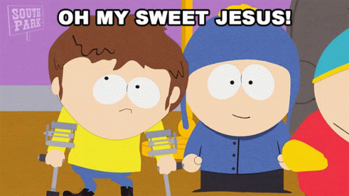 South Park Character With Crutches Oh My Sweet Jesus GIF