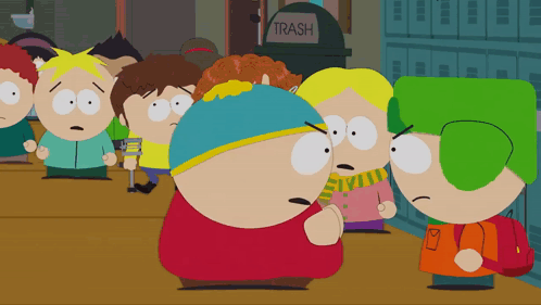 South Park Characters Around Trash Can