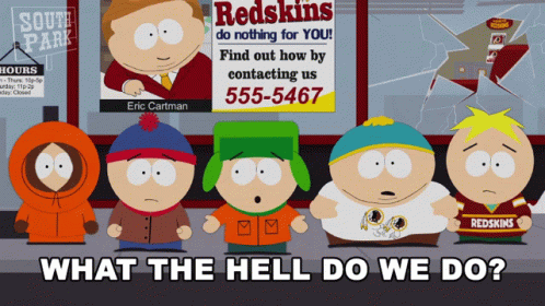 South Park Characters In Front Of Redskins Ad GIF