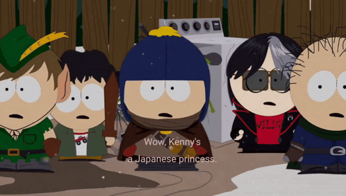 South Park Characters Including Kenny Standing Together